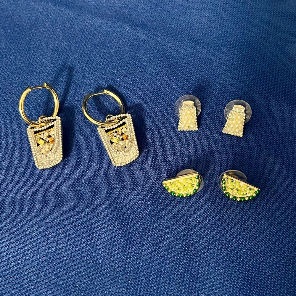 BaubleBar Tequila Shooter Earring Set w/shot glass, lime and salt shaker